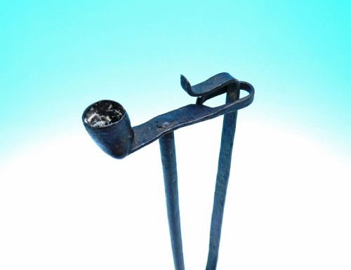 ANTIQUE METALWARE EARLY LIGHTING 18THC W IRON FLAMBEAU CANDLEHOLDER FRENCH C1780C1800 - ADDITIONAL PHOTO 3
