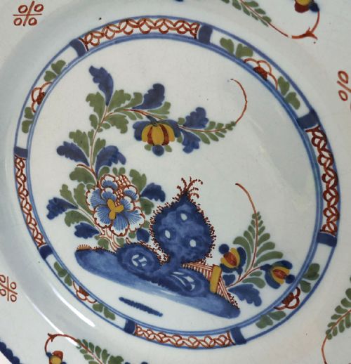 ANTIQUE POTTERY 18THC DELFT POLYCHROME CHARGER ENGLISH C176070 - ADDITIONAL PHOTO 4