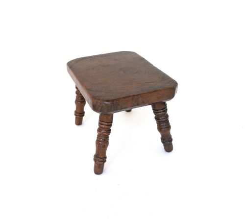 ANTIQUE FURNITURE 19THC YEW WOOD LACEMAKERS STOOL WITH TURNED LEGS ENGLISH C180020 - ADDITIONAL PHOTO 2
