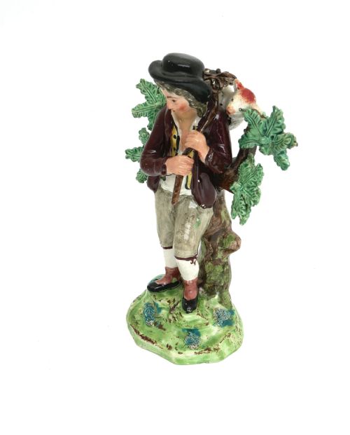 antique pottery early 19thc staffordshire shepherd boy carrying lamb english c180020 - CATEGORY: ANTIQUE CERAMICS - DATED 19TH CENTURY