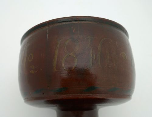 ANTIQUE TREEN 19THC SCANDINAVIAN PAINTED CEREMONIAL BOWL DATED 1841 - ADDITIONAL PHOTO 3