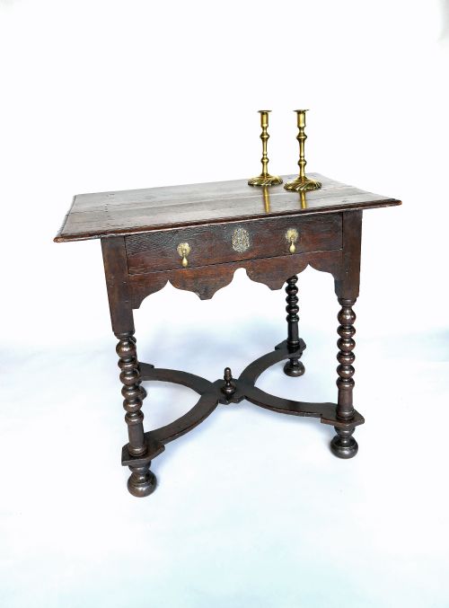 17thc oak furniture charles 11 side table with turned bobbin legs english c166080 - CATEGORY: ANTIQUE TABLES - DATED 17TH CENTURY
