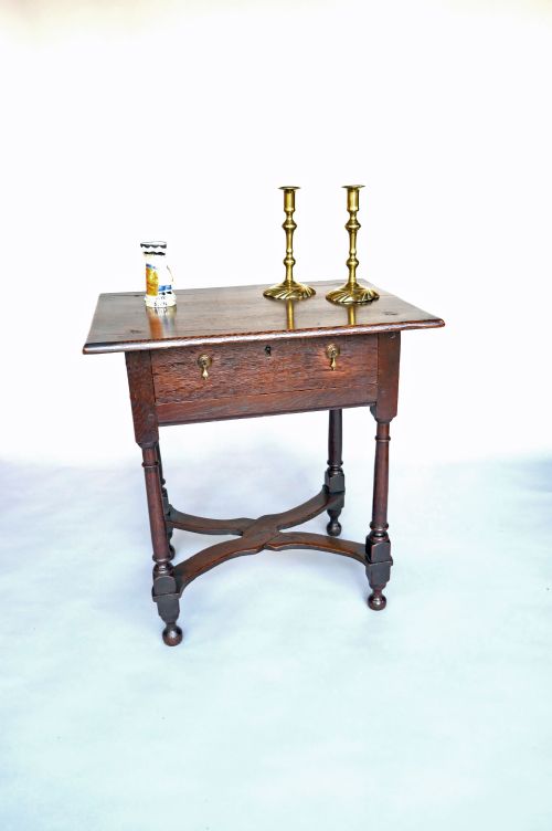 antique oak furniture 18thc x stretcher small queen anne side table english c1715 - CATEGORY: ANTIQUE FURNITURE - DATED 18TH CENTURY