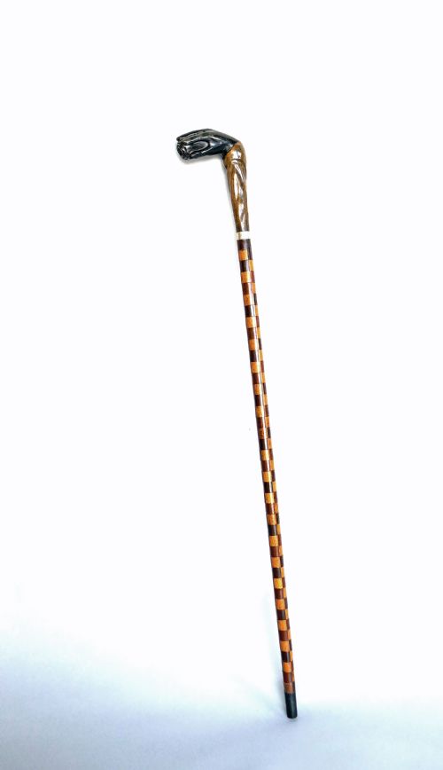 antique treen 19thc gentleman's ceremonial swagger stick with inlaid woods english c186080 - CATEGORY: ANTIQUE MISCELLANEOUS - DATED 19TH CENTURY