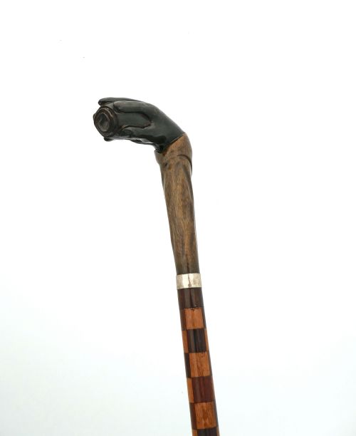 ANTIQUE TREEN 19THC GENTLEMAN'S CEREMONIAL SWAGGER STICK WITH INLAID WOODS ENGLISH C186080 - ADDITIONAL PHOTO 1