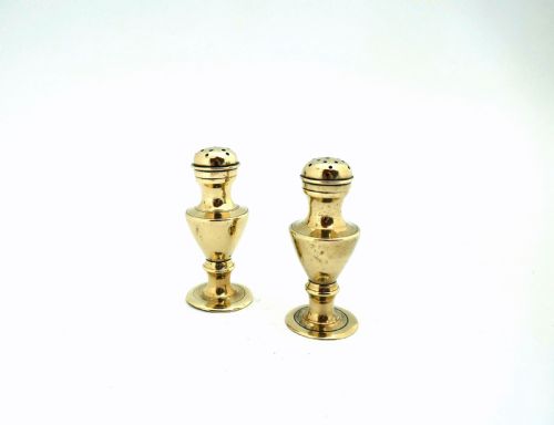 antique metalware 18thc pair of brass english muffineers sifters c177090 - CATEGORY: ANTIQUE METAL - DATED 18TH CENTURY