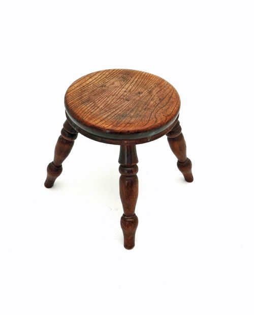 antique country furniture mid 19thc elm ash milking stool english c182040 - CATEGORY: ANTIQUE STOOLS - DATED 19TH CENTURY