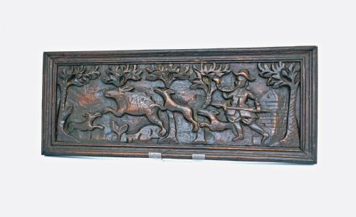 ANTIQUE 17THC OAK CARVING OF A STAG HUNTING SCENE FLEMISH C166080 - ADDITIONAL PHOTO 1