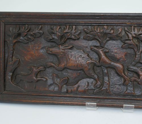 ANTIQUE 17THC OAK CARVING OF A STAG HUNTING SCENE FLEMISH C166080 - ADDITIONAL PHOTO 3