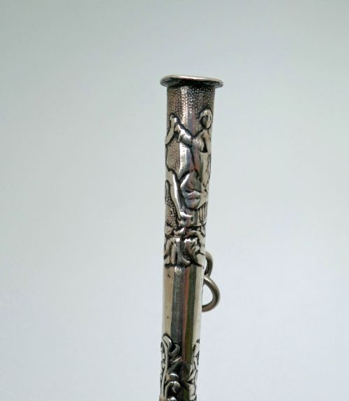 ANTIQUE EARLY METALWARE 17THC SILVER EMBOSSED KNITTING SHEATH DUTCH C16801720 - ADDITIONAL PHOTO 1