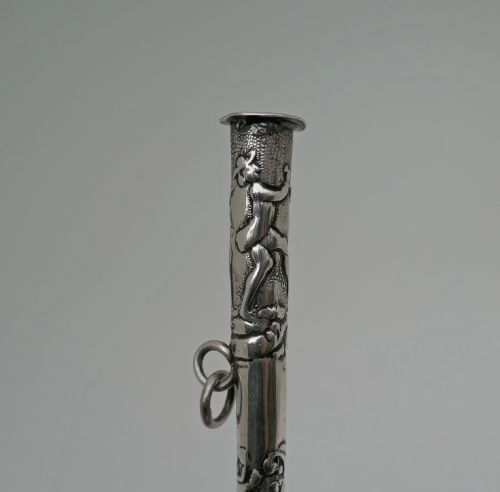 ANTIQUE EARLY METALWARE 17THC SILVER EMBOSSED KNITTING SHEATH DUTCH C16801720 - ADDITIONAL PHOTO 2