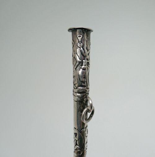 ANTIQUE EARLY METALWARE 17THC SILVER EMBOSSED KNITTING SHEATH DUTCH C16801720 - ADDITIONAL PHOTO 3