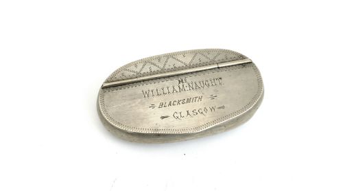 antique metalware 19thc white metal snuff box william mcnaught scottish c186090 - CATEGORY: ANTIQUE METAL - DATED 19TH CENTURY