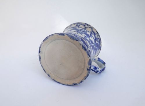 ANTIQUE POTTERY 18THC BLUE WHITE PEARLWARE SPONGE DECORATED MUG ENGLISH C176070 - ADDITIONAL PHOTO 2