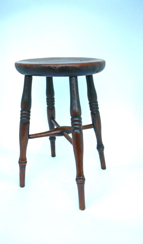 antique country furniture 19thc elm high stool english c182040 - CATEGORY: ANTIQUE STOOLS - DATED 19TH CENTURY