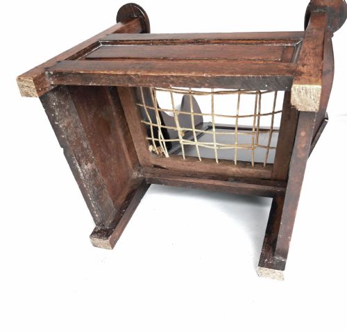 ANTIQUE OAK FURNITURE 18THC LAMBING CHAIR WITH ROPE SEAT ENGLISH C173040 - ADDITIONAL PHOTO 3