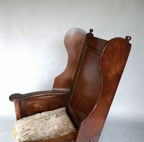 ANTIQUE OAK FURNITURE 18THC LAMBING CHAIR WITH ROPE SEAT ENGLISH C173040 - ADDITIONAL PHOTO 5