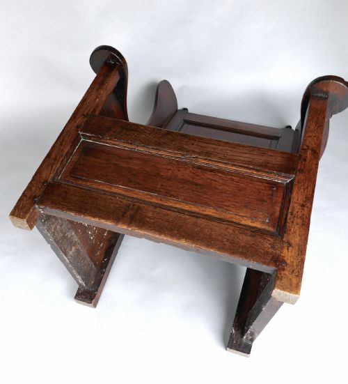ANTIQUE OAK FURNITURE 18THC LAMBING CHAIR WITH ROPE SEAT ENGLISH C173040 - ADDITIONAL PHOTO 6
