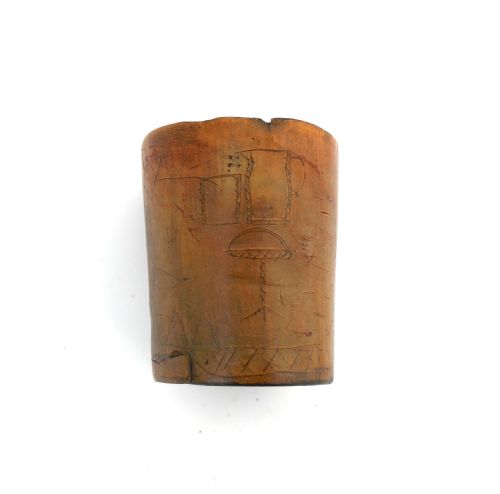 ANTIQUE HORN COLLECTABLES 19THC DATED PRIMITIVE HORN BEAKER ENGLISH 1871 - ADDITIONAL PHOTO 2