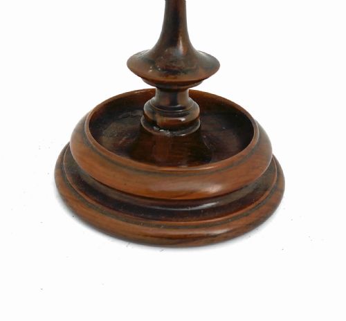 ANTIQUE TREEN SMALL 19THC OLIVEWOOD TURNED SINGLE CANDLESTICK ENGLISH C187090 - ADDITIONAL PHOTO 1