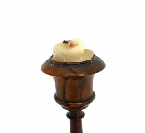 ANTIQUE TREEN SMALL 19THC OLIVEWOOD TURNED SINGLE CANDLESTICK ENGLISH C187090 - ADDITIONAL PHOTO 2