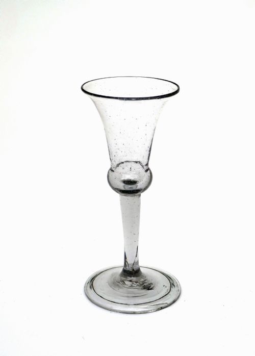 antique glass 18thc hand blown bell bowl wine glass continental c174050 - CATEGORY: ANTIQUE GLASS - DATED 18TH CENTURY