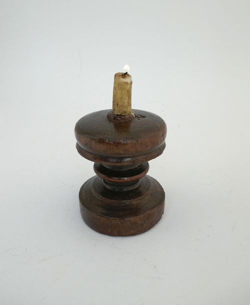 antique early lighting 17thc 18thc single turned hardwood candle holder asian continent c1680c1700 - CATEGORY: ANTIQUE LIGHTING - DATED 17TH CENTURY