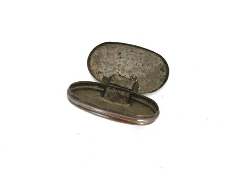 ANTIQUE EARLY METALWARE 18THC COPPER SNUFF BOX ENGRAVED WITH A SWAN AND OWNERS NAME J HARDING ENGLISH C177080 - ADDITIONAL PHOTO 1