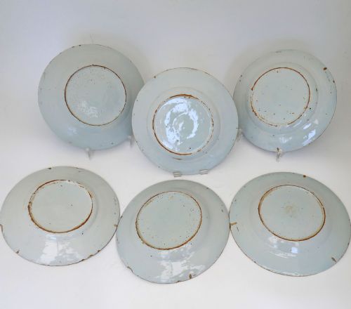 EARLY ANTIQUE POTTERY 18THC SET OF SIX POLYCHROME DELFT PLATES DUTCH C176080 - ADDITIONAL PHOTO 2