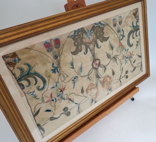 antique 18thc needlework brass wirework on silk continental c172040 - CATEGORY: ANTIQUE MISCELLANEOUS - DATED 18TH CENTURY