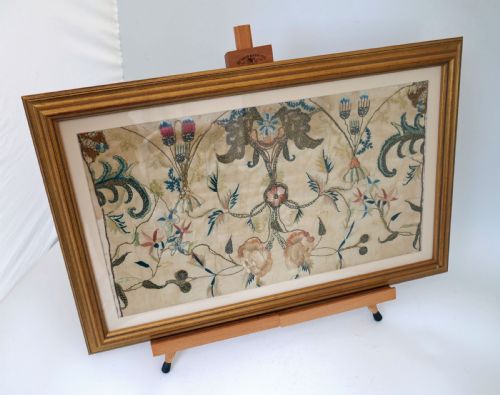 ANTIQUE 18THC NEEDLEWORK BRASS WIREWORK ON SILK CONTINENTAL C172040 - ADDITIONAL PHOTO 1