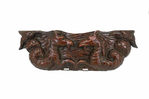 antique carvings 17thc oak carved hippocampus birds flemish c166070 - CATEGORY: ANTIQUE SCULPTURES - DATED 17TH CENTURY