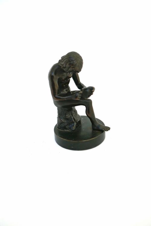 ANTIQUE EARLY METALWARE 19THC BRONZE SCULPTURE OF 'BOY WITH THORN' FRENCH PARIS C188090 - ADDITIONAL PHOTO 1