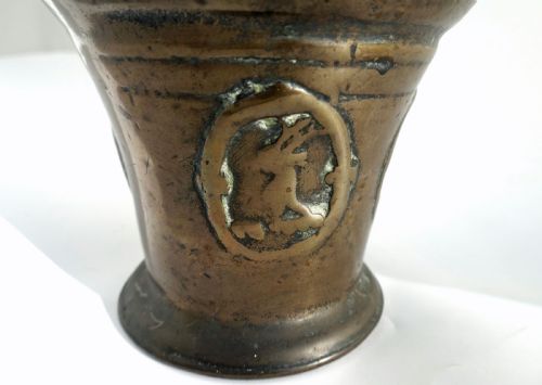 ANTIQUE EARLY METALWARE 17THC BRONZE CHARLES 1 CAST MORTAR ENGLISH C164050 - ADDITIONAL PHOTO 1
