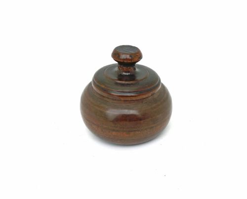 antique treen fruitwood 19thc lidded turned spice pot english french c182040 - CATEGORY: ANTIQUE MISCELLANEOUS - DATED 19TH CENTURY