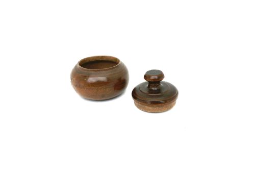 ANTIQUE TREEN FRUITWOOD 19THC LIDDED TURNED SPICE POT ENGLISH FRENCH C182040 - ADDITIONAL PHOTO 1