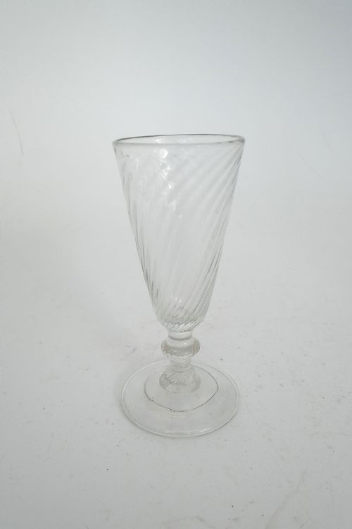 early 18thc wrythen folded foot ale drinking glass english c173040 - CATEGORY: ANTIQUE GLASS - DATED 18TH CENTURY