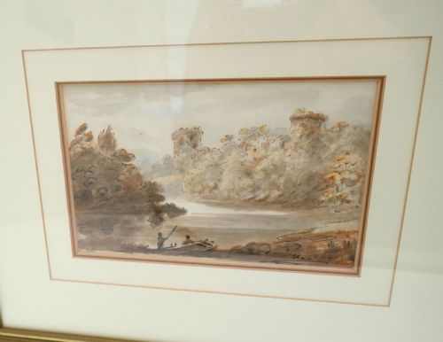 early watercolour of a fishing scene by sir charles bell english c1780c1800 - CATEGORY: ANTIQUE ART - DATED 18TH CENTURY