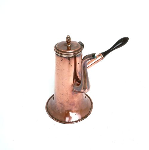 ANTIQUE METALWARE 18THC COPPER COFFEE POT WITH TURNED FRUITWOOD HANDLE ENGLISH C173040 - ADDITIONAL PHOTO 3