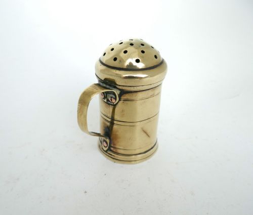 early antique metalware 18thc small brass dredger spice pot english c176080 - CATEGORY: ANTIQUE METAL - DATED 18TH CENTURY