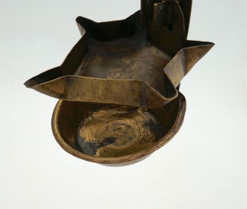 ANTIQUE EARLY METALWARE 18THC BRASS CONTINENTAL CRUSIE OIL LAMP DUTCH SPANISH C176080 - ADDITIONAL PHOTO 4