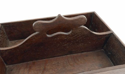 ANTIQUE OAK COUNTRY 18THC CUTLERY TRAY WITH HANDLE ENGLISH C178090 - ADDITIONAL PHOTO 3