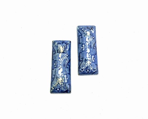 antique early 19thc pottery blue white knife rests english c180020 - CATEGORY: ANTIQUE CERAMICS - DATED 19TH CENTURY