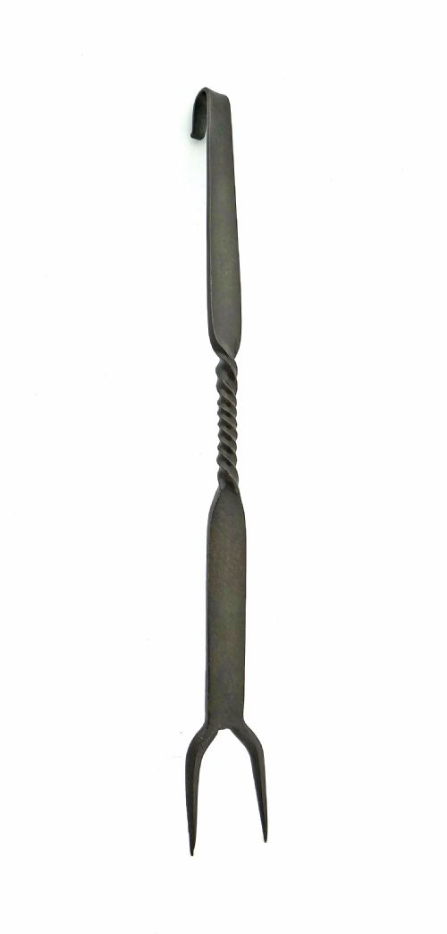 ANTIQUE EARLY METALWARE 18THC IRON MEAT FORK WITH BARLEY TWIST DECORATION CONTINENTAL C175070 - ADDITIONAL PHOTO 1
