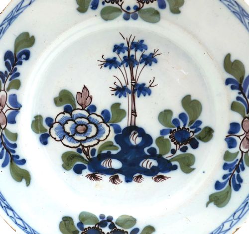 ANTIQUE POTTERY 18THC DELFT POLYCHROME SINGLE PLATE ENGLISH BRISTOL C175560 - ADDITIONAL PHOTO 1