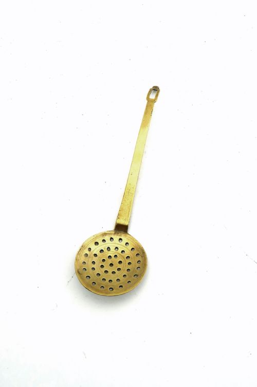 ANTIQUE EARLY METALWARE 18THC BRASS MINIATURE SKIMMER ENGLISH C172040 - ADDITIONAL PHOTO 1