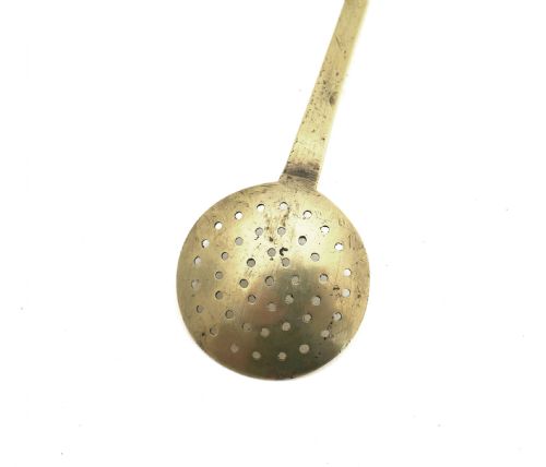 ANTIQUE EARLY METALWARE 18THC BRASS MINIATURE SKIMMER ENGLISH C172040 - ADDITIONAL PHOTO 2
