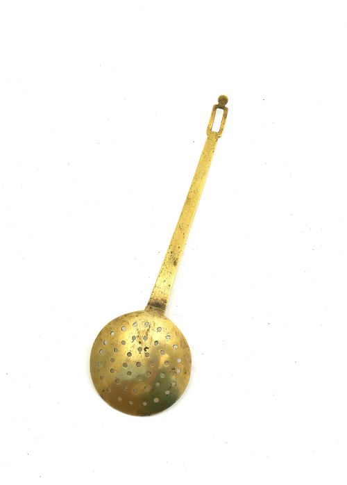 ANTIQUE EARLY METALWARE 18THC BRASS MINIATURE SKIMMER ENGLISH C172040 - ADDITIONAL PHOTO 3