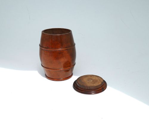 ANTIQUE TREEN 19THC FRUITWOOD LIDDED DRY STORAGE JAR ENGLISH C184060 - ADDITIONAL PHOTO 1