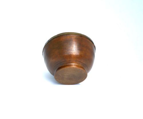 ANTIQUE TREEN 18THC FRUITWOOD DAIRY BOWL WITH BRASS RIM ENGLISH C178090 - ADDITIONAL PHOTO 2